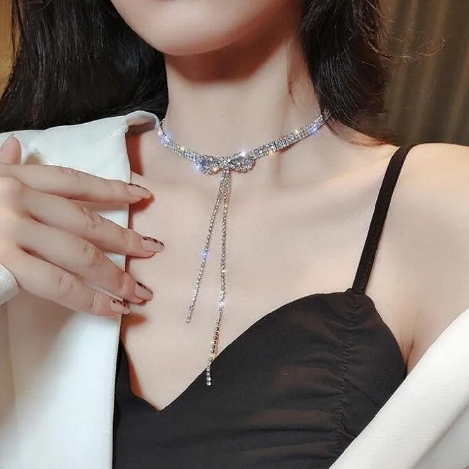 Claire Bow Knot Necklace-Silver