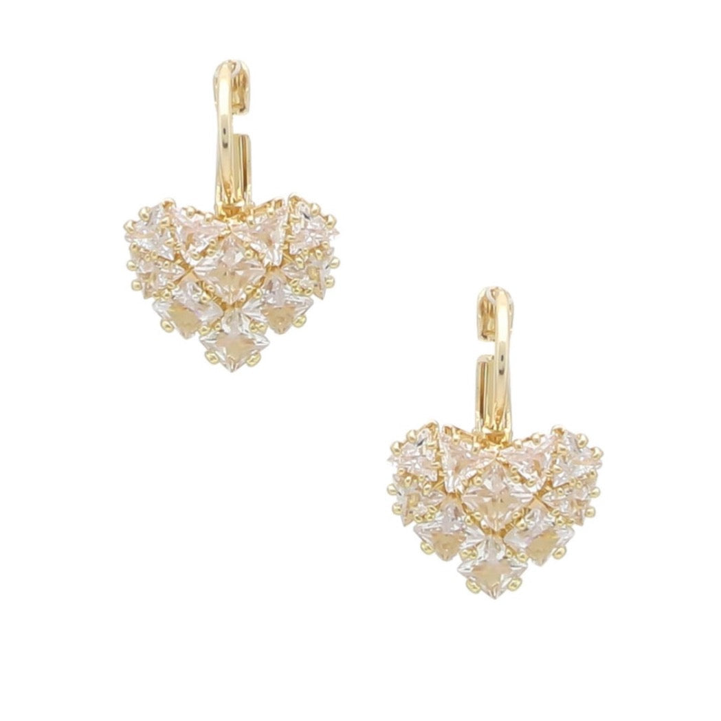 Heart Glass Earring- Gold
