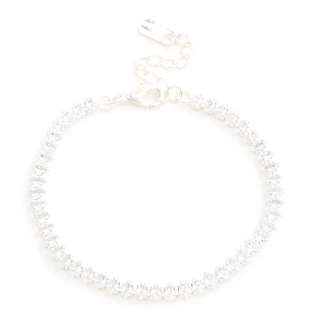 Leah Rhinestone Bracelet- Silver