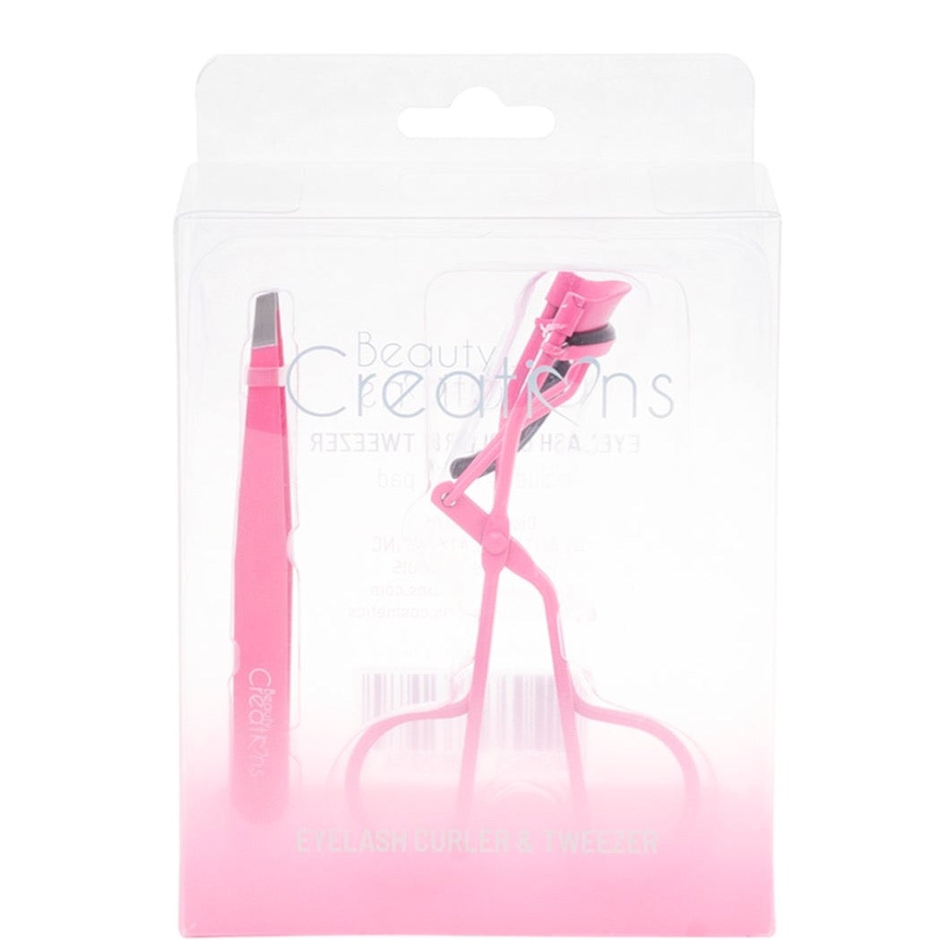 BEAUTY CREATIONS “EYELASH CURLER &TWEEZER SET” PINK