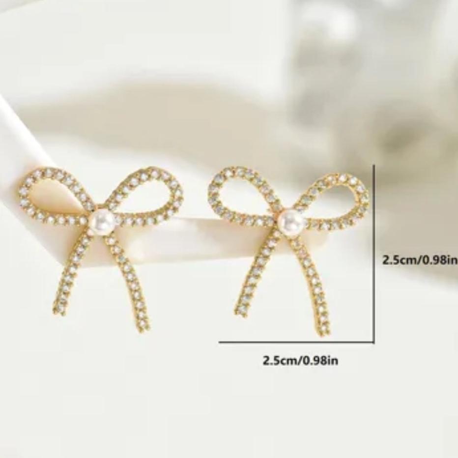 Brea Bow Earrings-Rhinestones