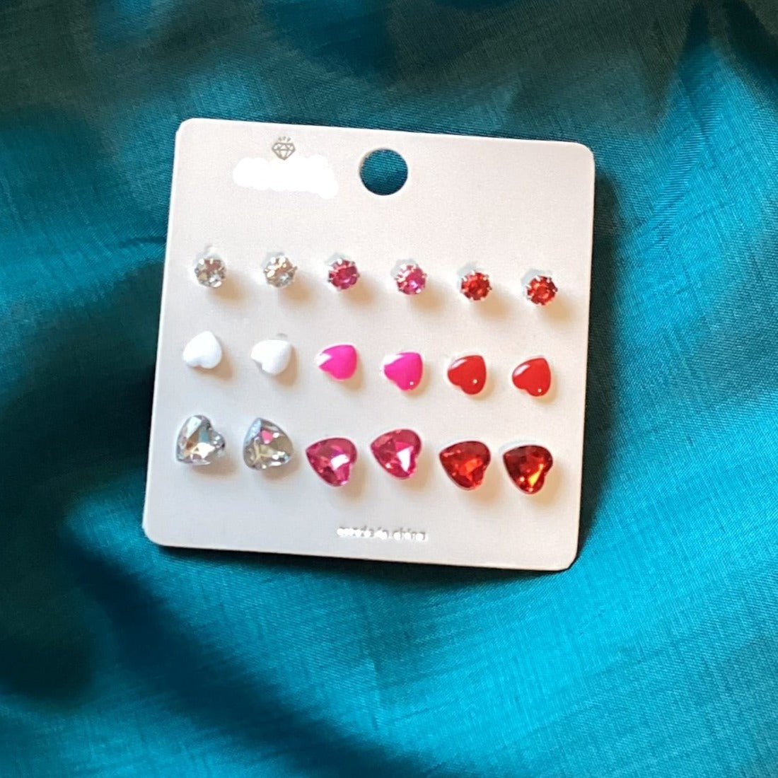 Heart Assorted Earrings- Silver/Pink/Red