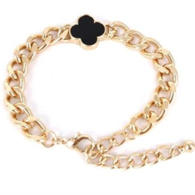 Clover Chain Bracelet- Black/Gold