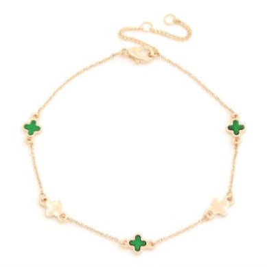 Lily Clover Bracelet- Green/Gold