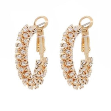 Rhinestone Mini Hoop Earring- Gold