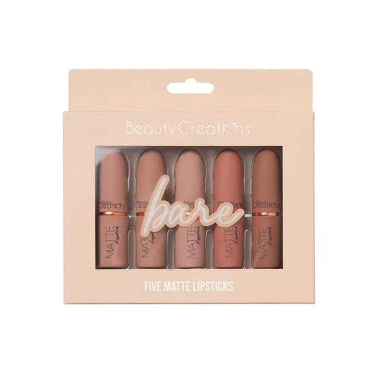 Beauty Creations- "Bare" Five Piece Matte Lipstick Set