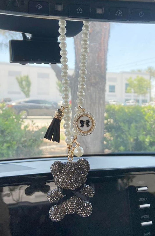 Rhinestone "Bear Car Charm" Black