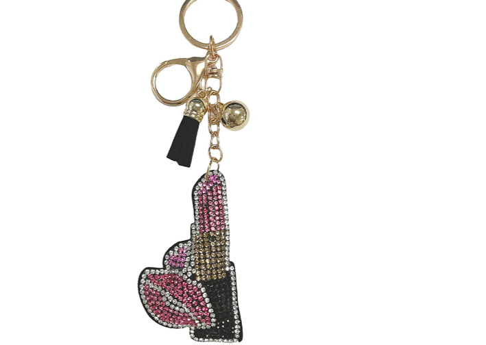 Lipstick Keychain-Pink/Black Multi