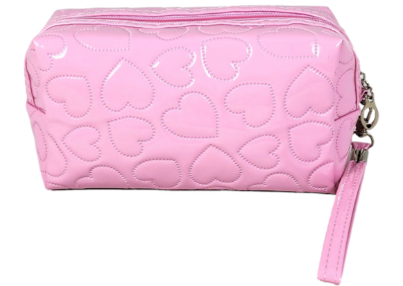 Heart Pattern Make Up Pouch-Pink