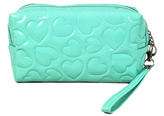 Heart Pattern Make Up Pouch-Green