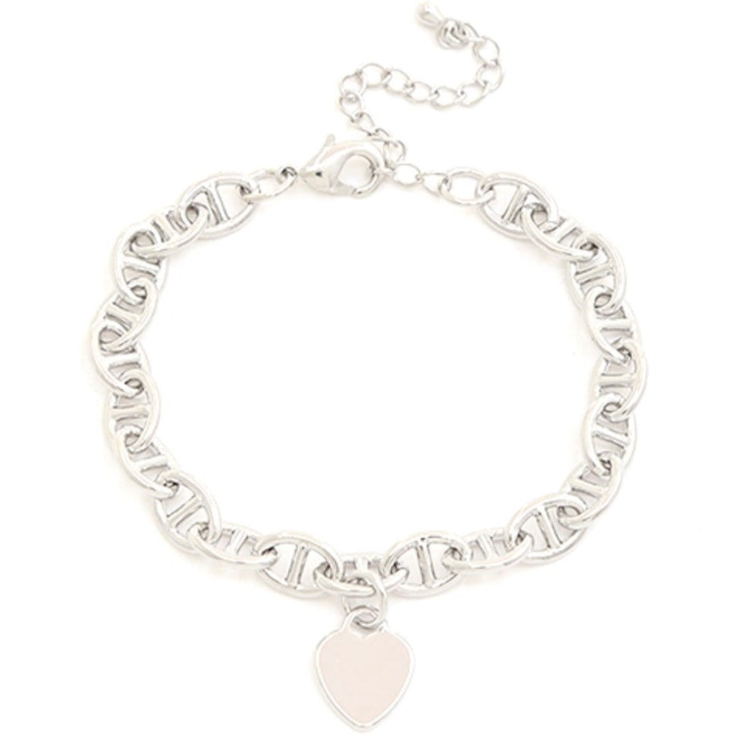 Heart Charm Bracelet-Silver