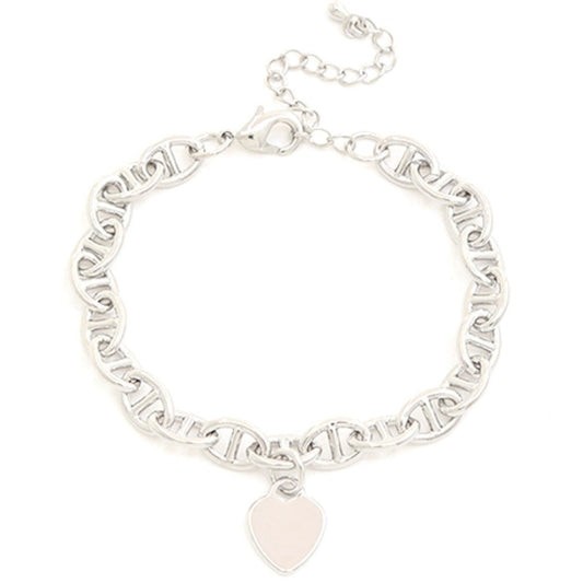 Heart Charm Bracelet-Silver