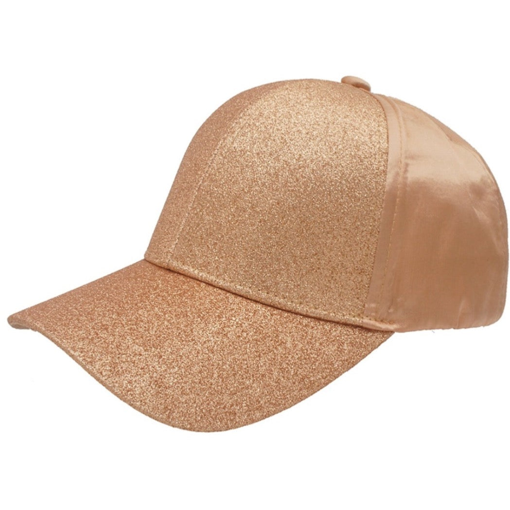 Shimmer Glitter Baseball Cap- Champagne