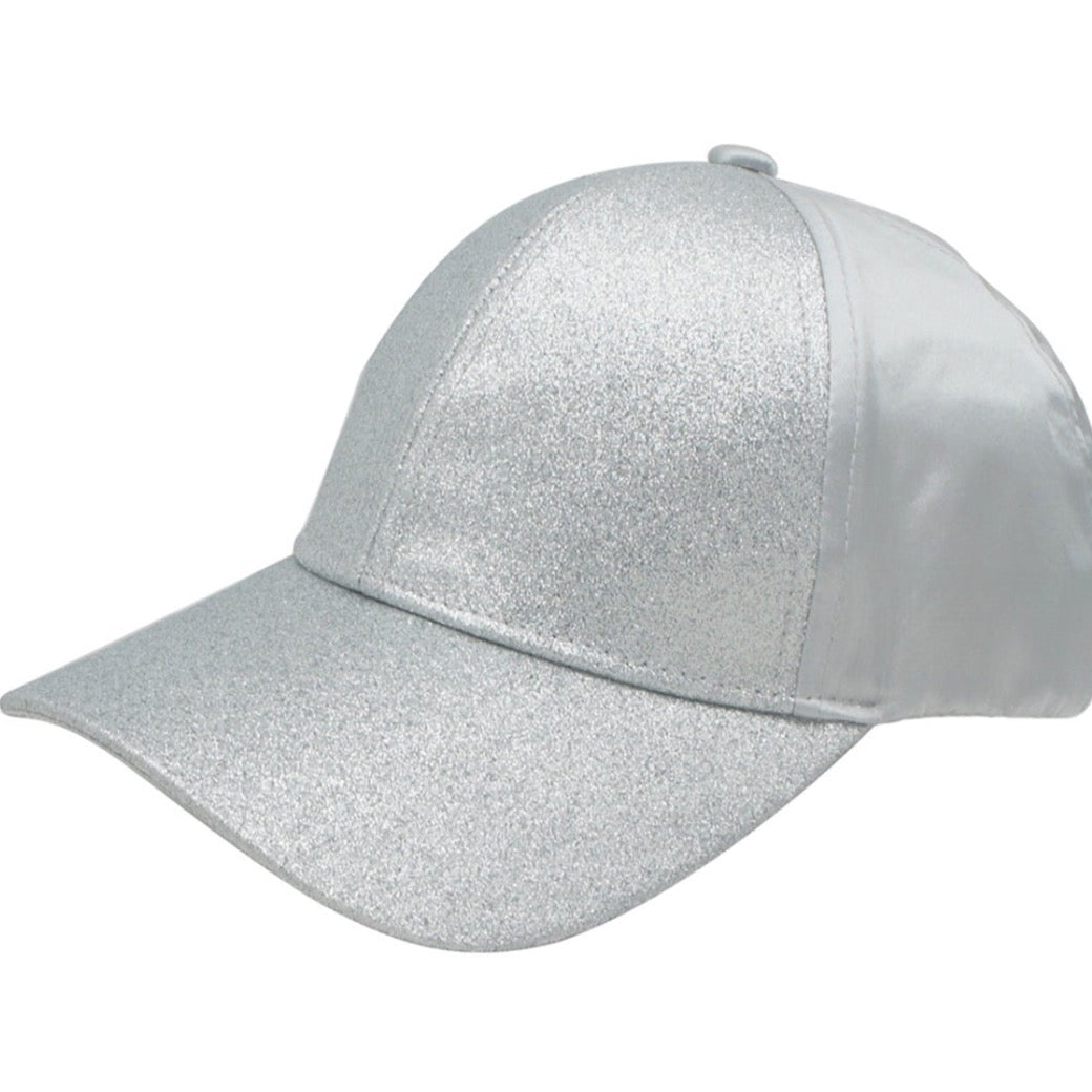 Shimmer Glitter Baseball Cap- Silver