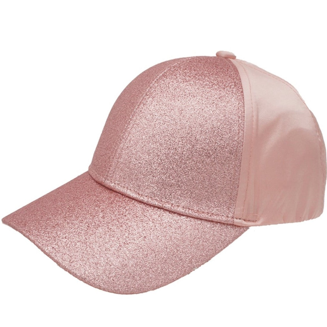 Shimmer Glitter Baseball Cap- Rose Gold