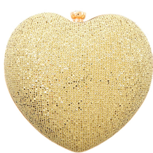 Sparkly Heart Clutch- Gold