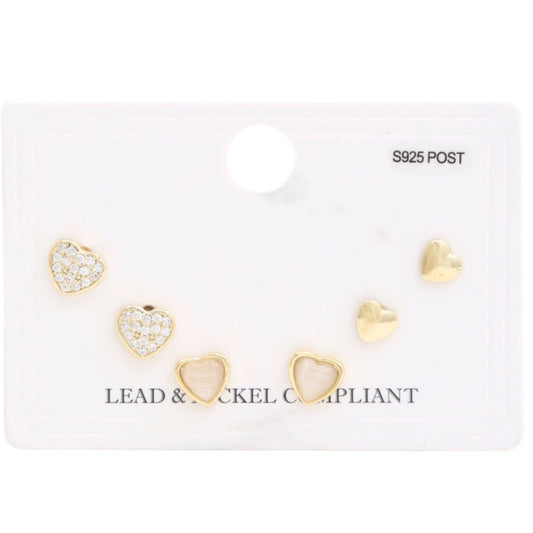 Rhinestone Heart Assorted Earrings