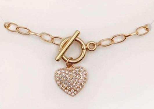 Rhinestone Heart Bracelet