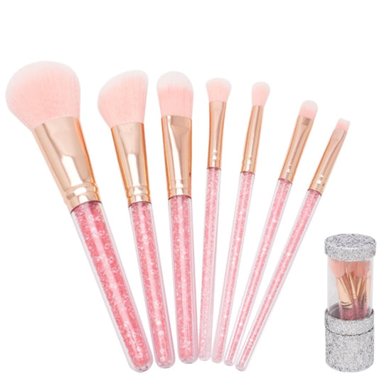 Brush Set with Silver Glitter Case-Light Pink