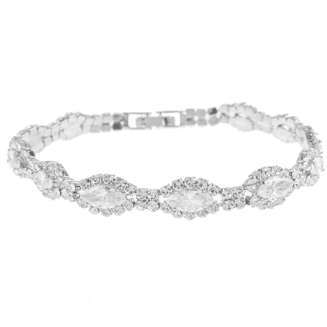 Luna Rhinestone Bracelet- Crystal Silver