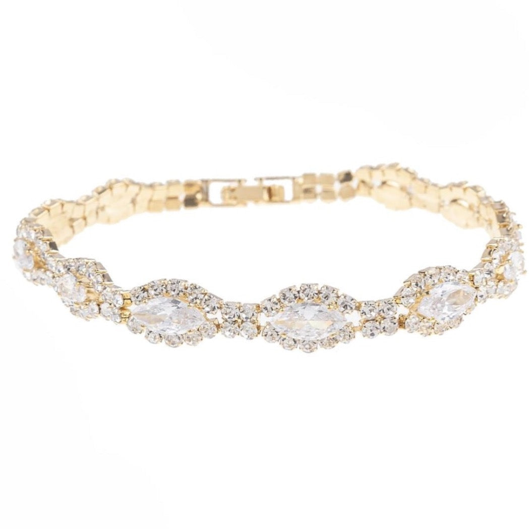 Luna Rhinestone Bracelet- Crystal Gold