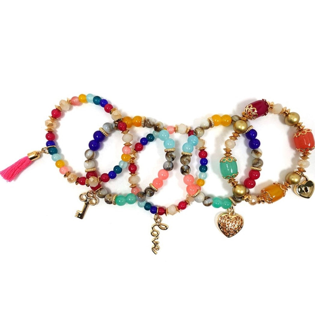 Thalia Charm Stretch Bracelet- Multi Color