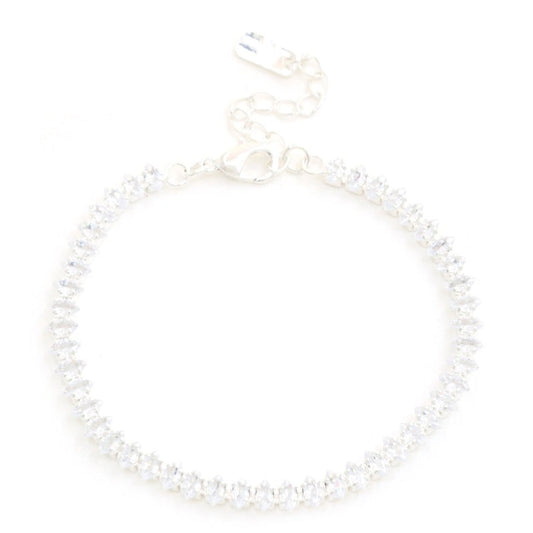 Leah Rhinestone Bracelet- Silver