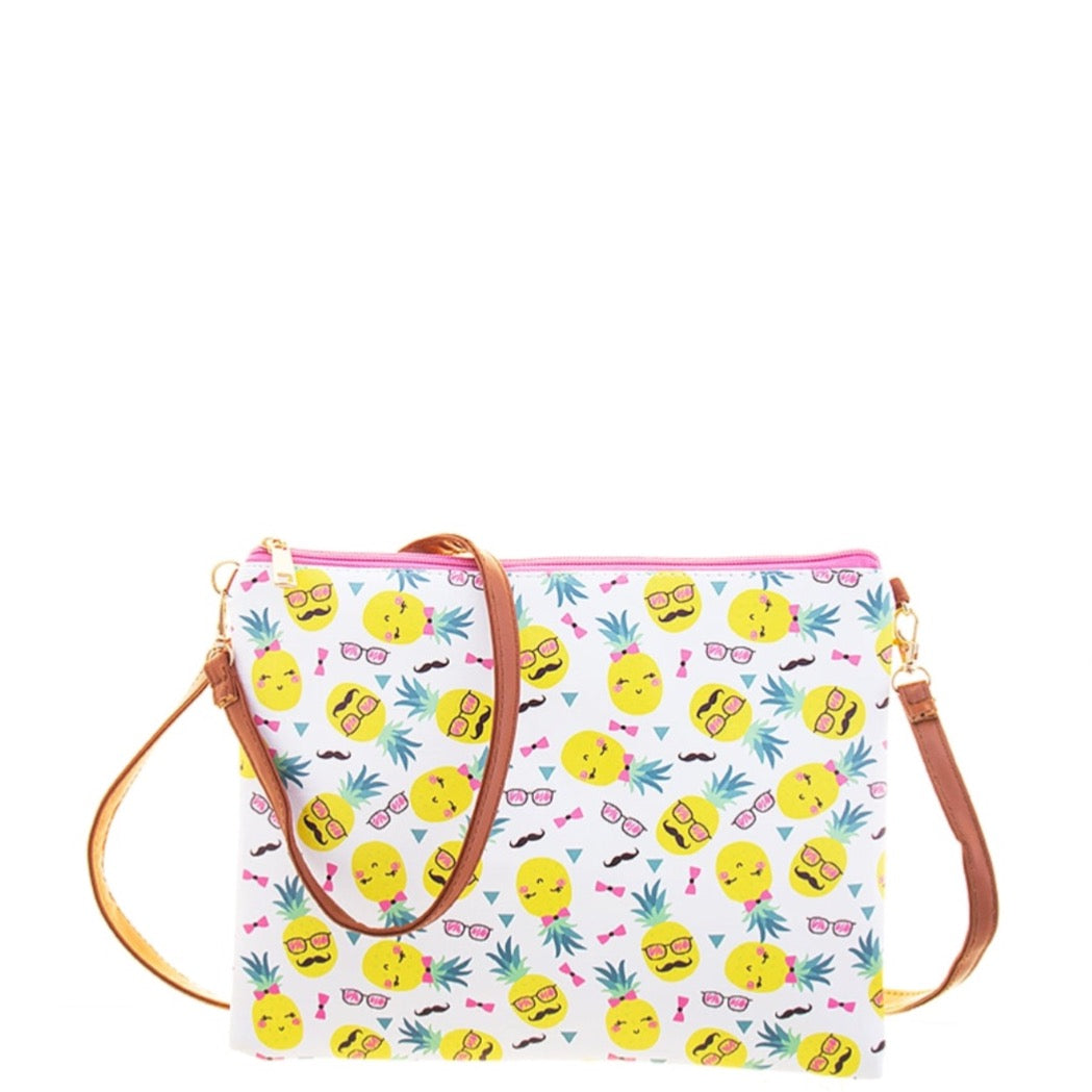 Pineapple Face Print Crossbody Bag