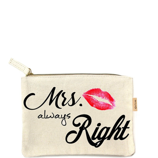 Mrs. Always Right Print Canvas Clutch Bag