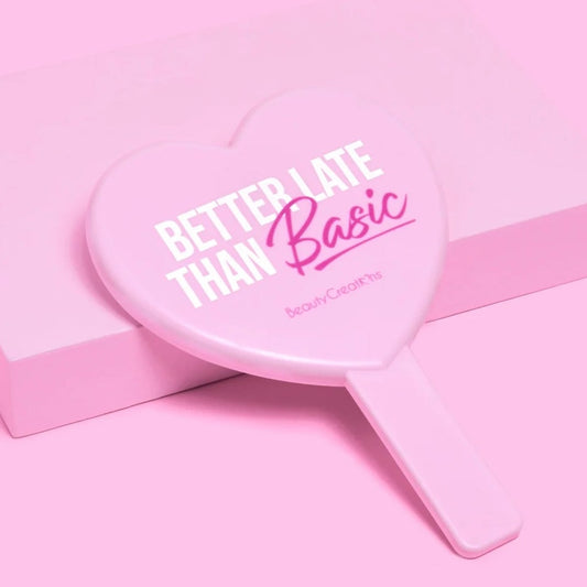 Beauty Creations "Better Late Than Basic" Handheld Heart Shaped Mirror