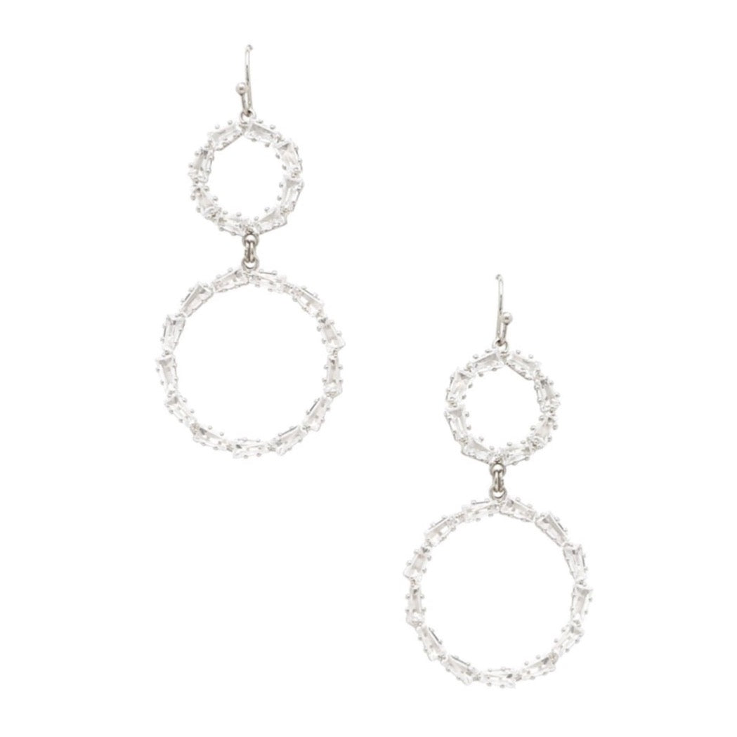 2Round Drop Earrings-Rhinestone