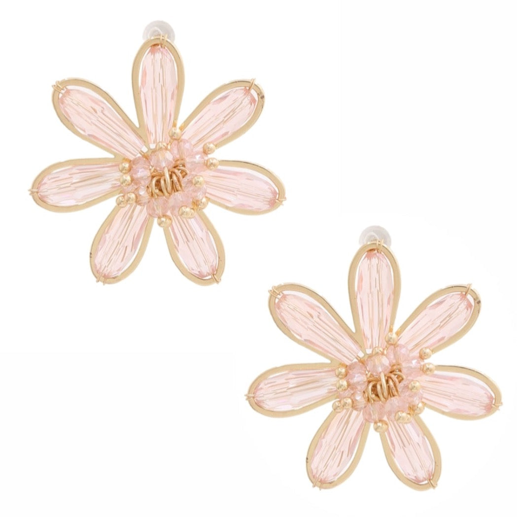 Flower Earrings- Pink