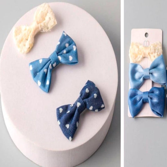 Denim Heart and Lace Bow Pins