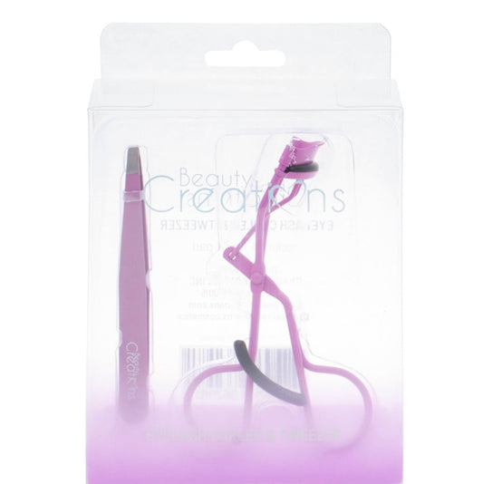 BEAUTY CREATIONS”EYELASH CURLER & TWEEZER SET” PURPLE